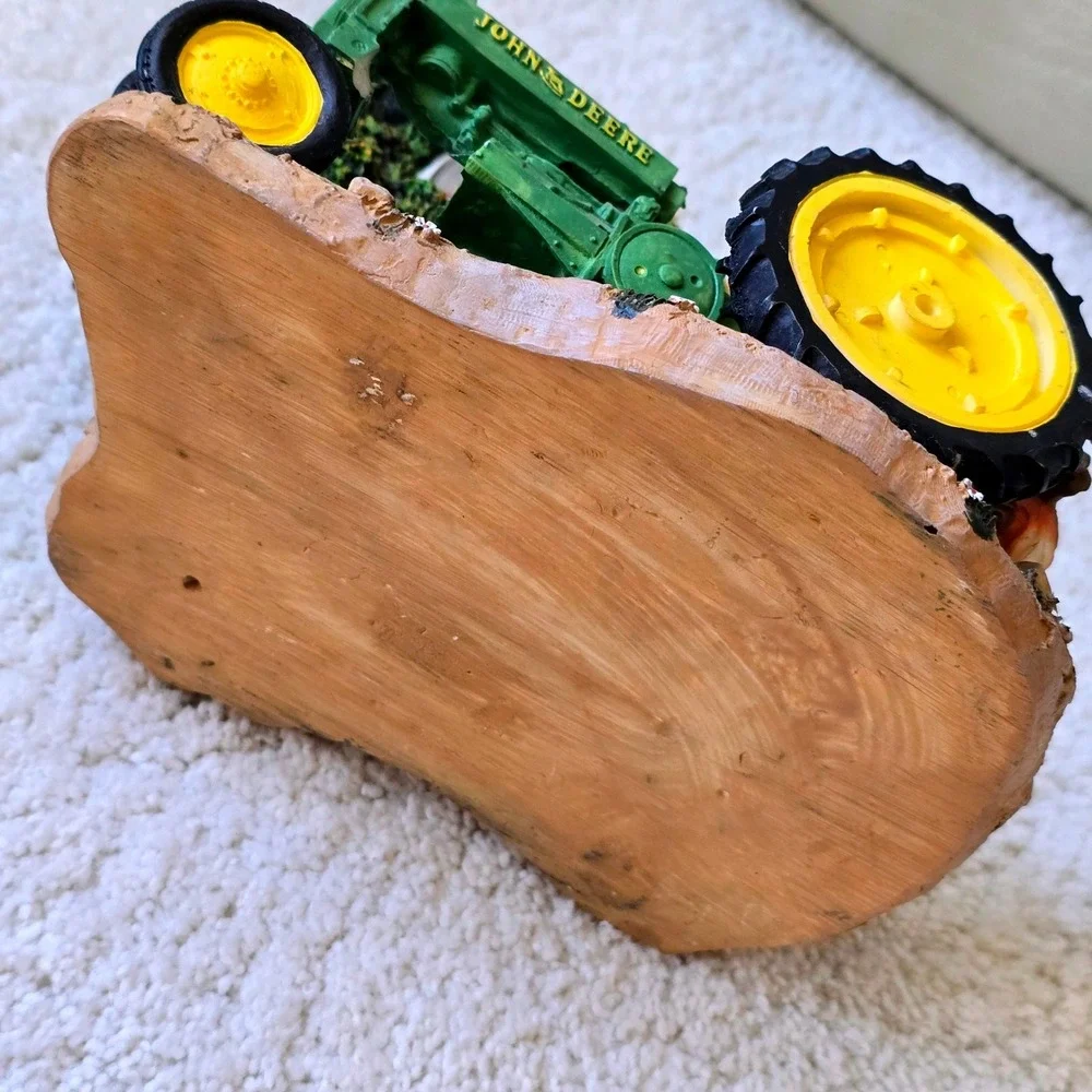 John Deere Farm Scene Mantel Clock Tractor Barn Dogs Resin Decor